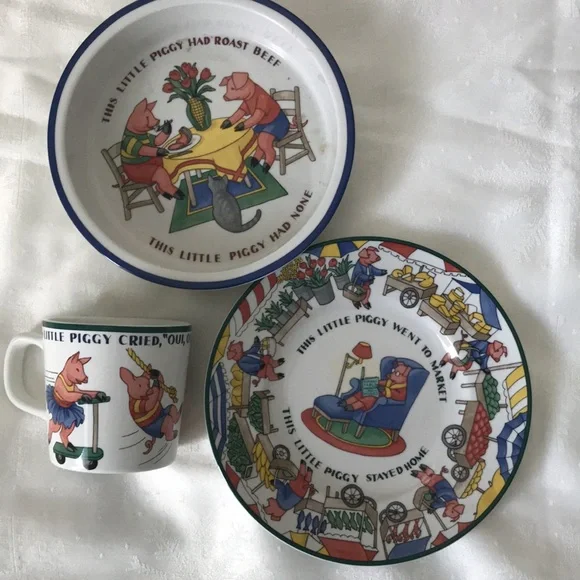 Tiffany 1992  “ Five Little Pigs”dish set - Picture 9 of 13